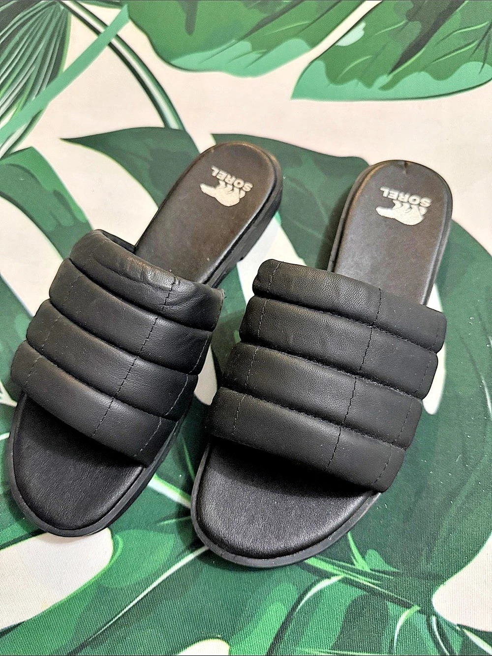 Sorel Ella III Quilted Puff Slide Sandal Black